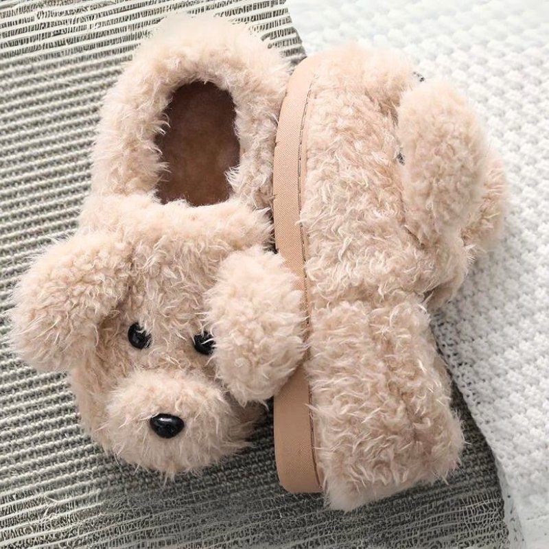 Women's Slippers Plush Novelty Animal Design Slip On with Rubber Sole