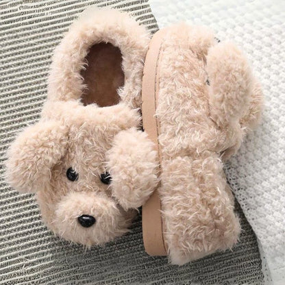 Women's Slippers Plush Novelty Animal Design Slip On with Rubber Sole