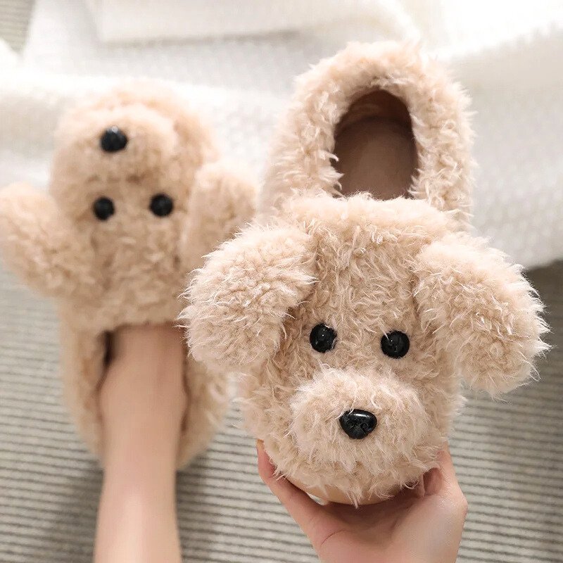 Women's Slippers Plush Novelty Animal Design Slip On with Rubber Sole