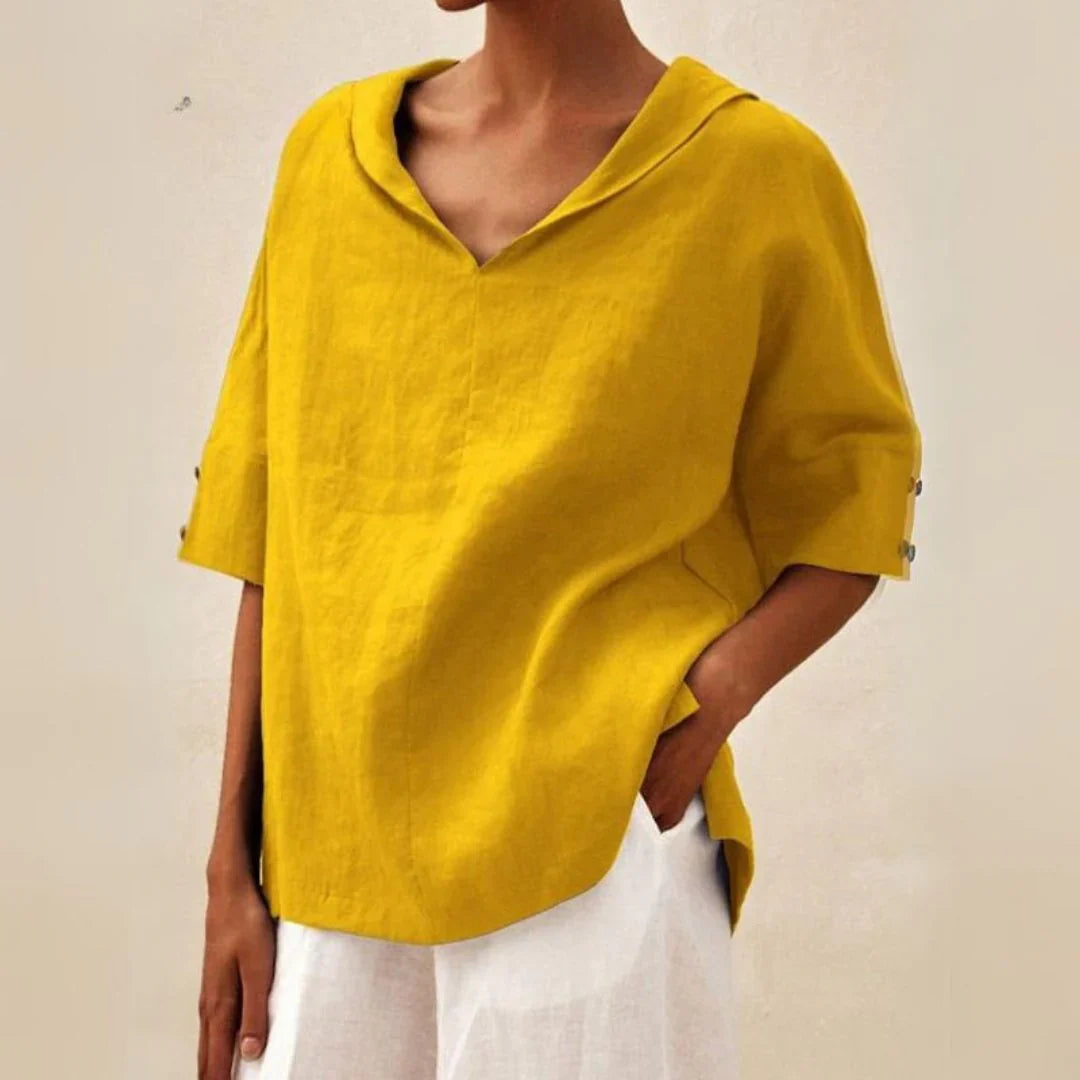 Women's Summer Top | Relaxed Fit & Roll-Up Sleeves