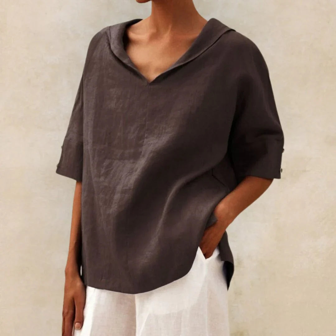 Women's Summer Top | Relaxed Fit & Roll-Up Sleeves