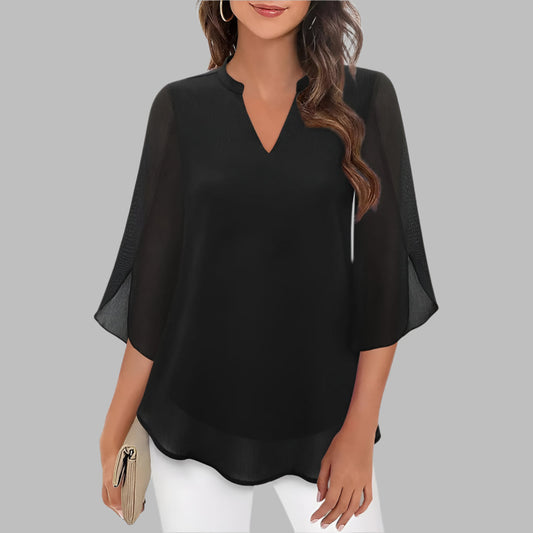 Women's Summer Top | V-Neck & Petal Sleeves