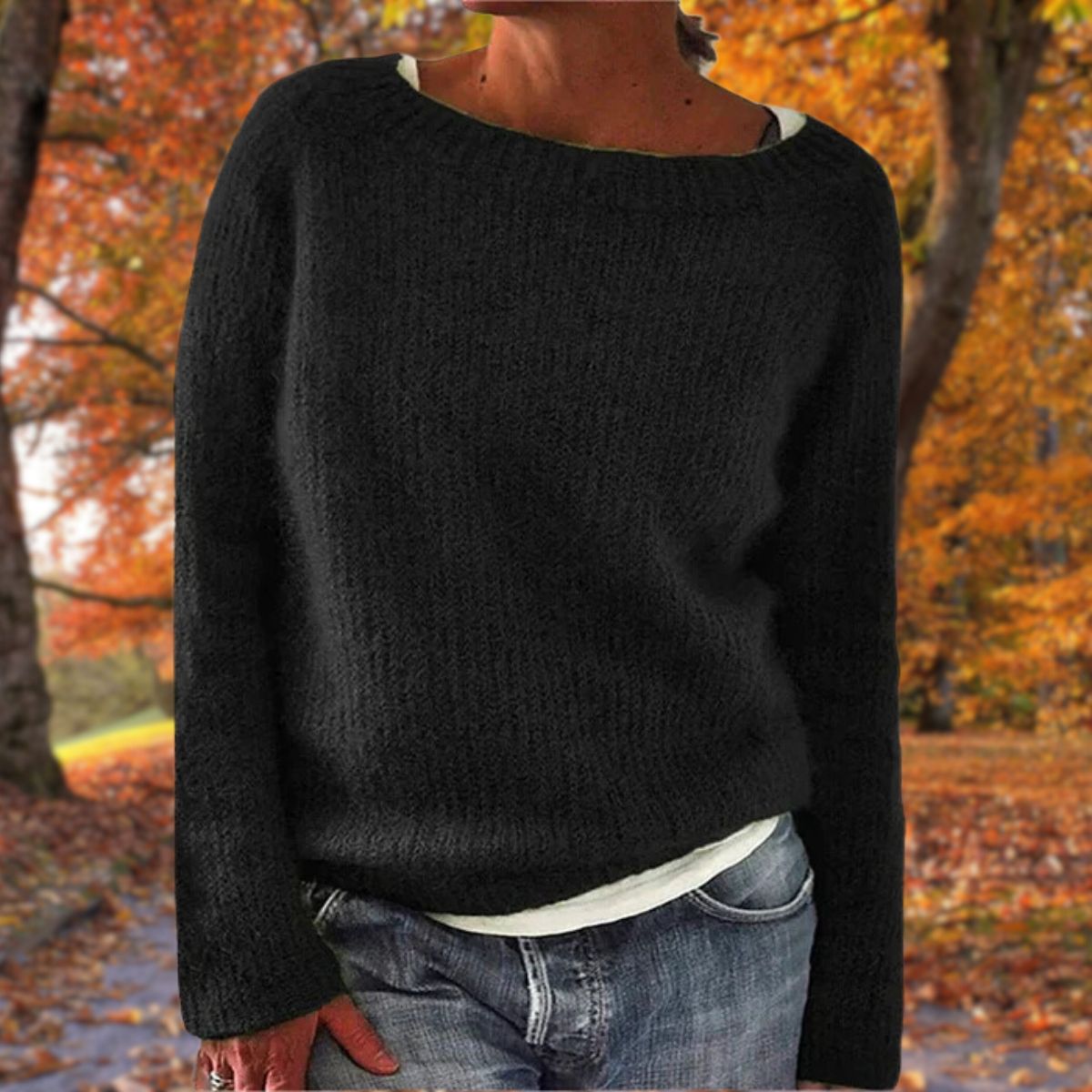Women's Sweater | Boat Neck Ribbed Knit