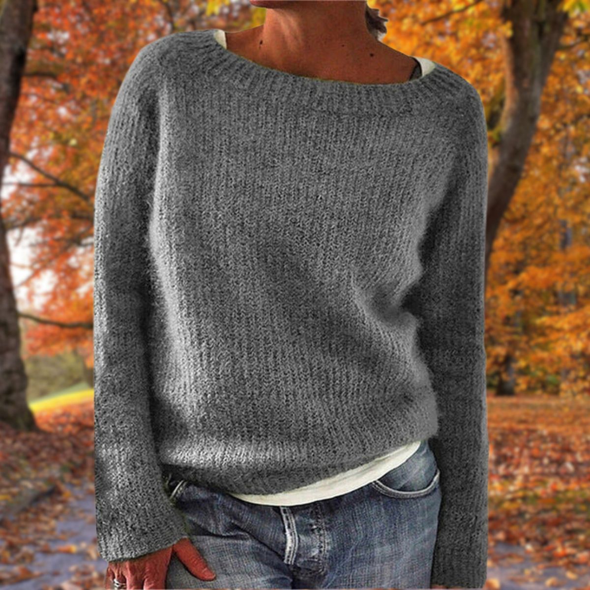 Women's Sweater | Boat Neck Ribbed Knit