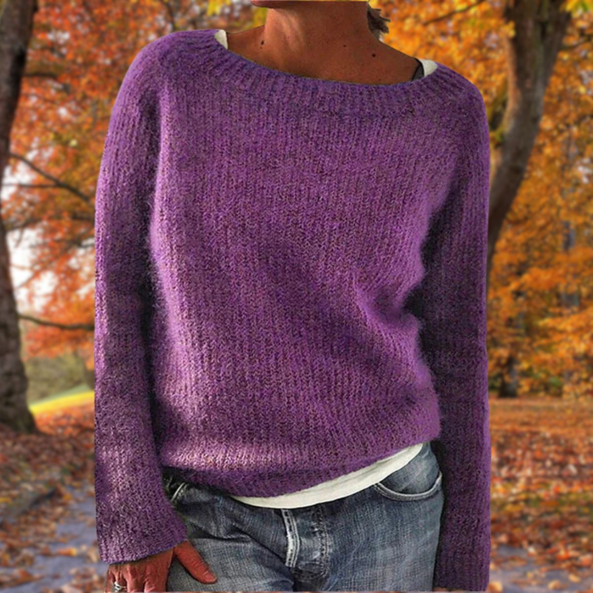 Women's Sweater | Boat Neck Ribbed Knit