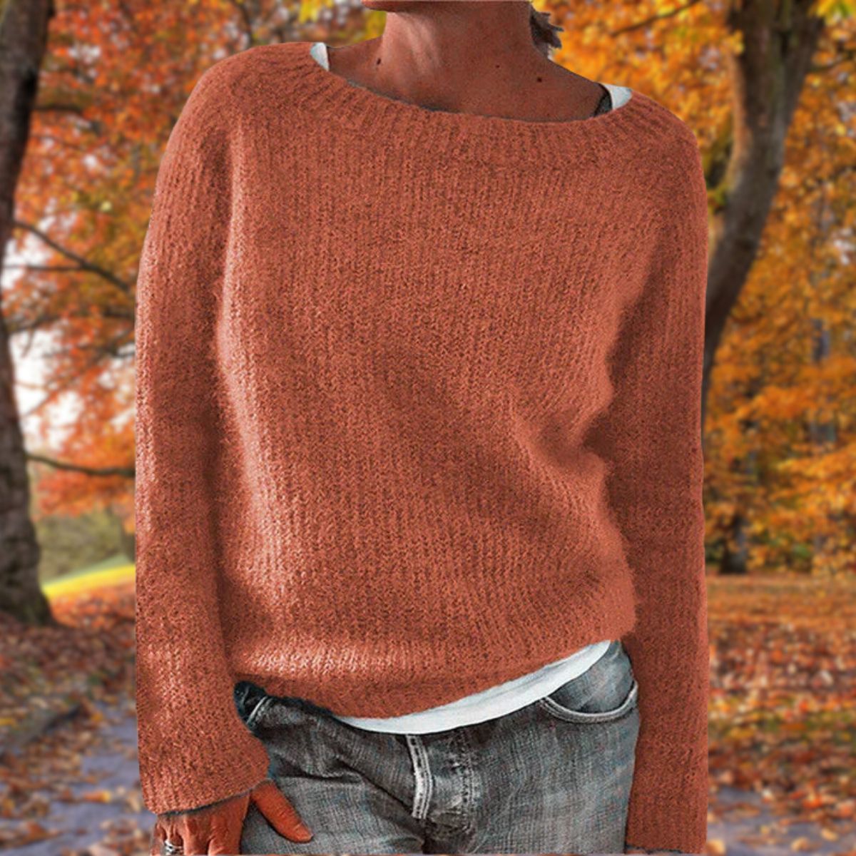 Women's Sweater | Boat Neck Ribbed Knit
