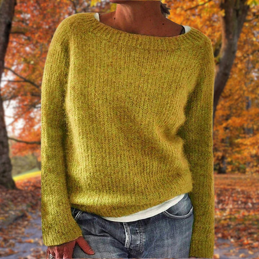 Women's Sweater | Boat Neck Ribbed Knit