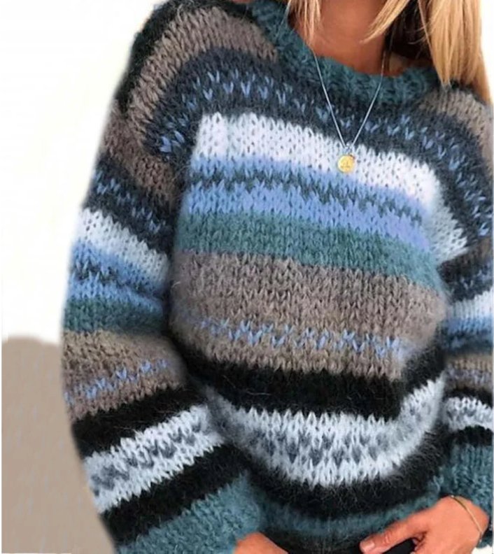 Women's Sweater Long Sleeve Knitted Soft Versatile with Relaxed Fit
