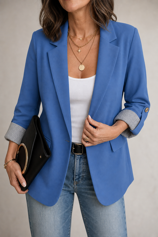 Women's Tailored Blazer | Roll-Sleeve & Longline Fit