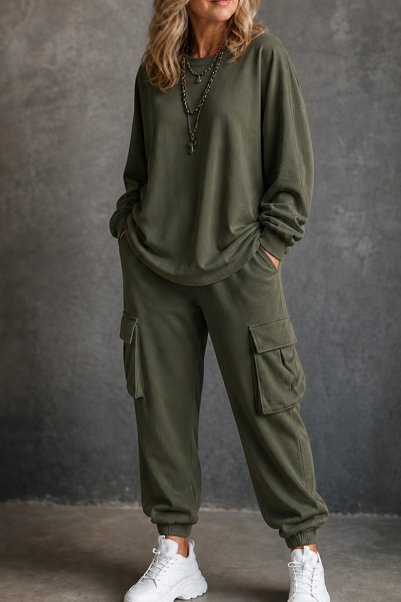 Women's Top & Cargo Pants Set | Matching Set & All-Day Comfort