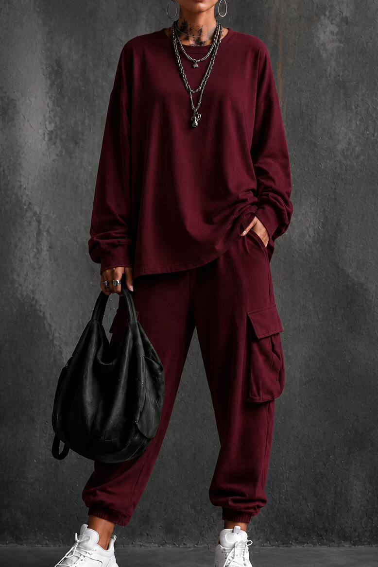 Women's Top & Cargo Pants Set | Matching Set & All-Day Comfort