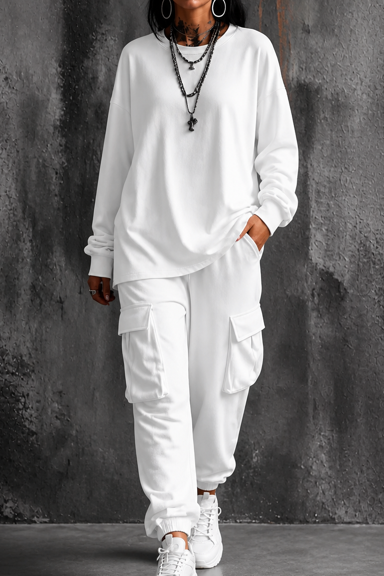 Women's Top & Cargo Pants Set | Matching Set & All-Day Comfort