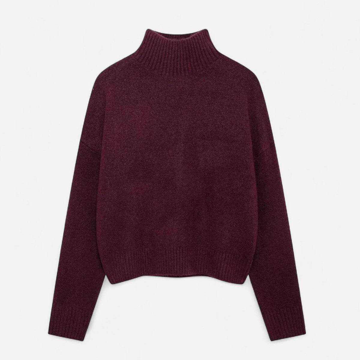 Women's Turtleneck Sweater Ribbed Neck Long Sleeve with Stretch Knit