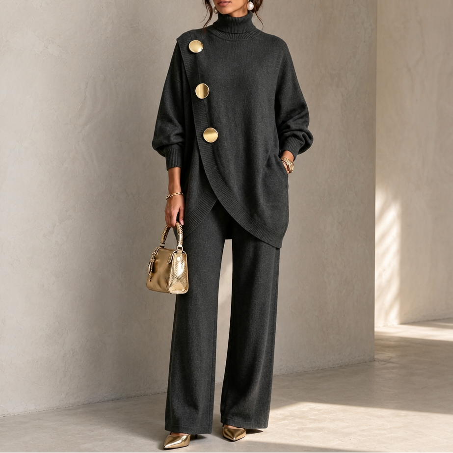 Women's Turtleneck Sweater Set | Wide-Leg & Coordinated