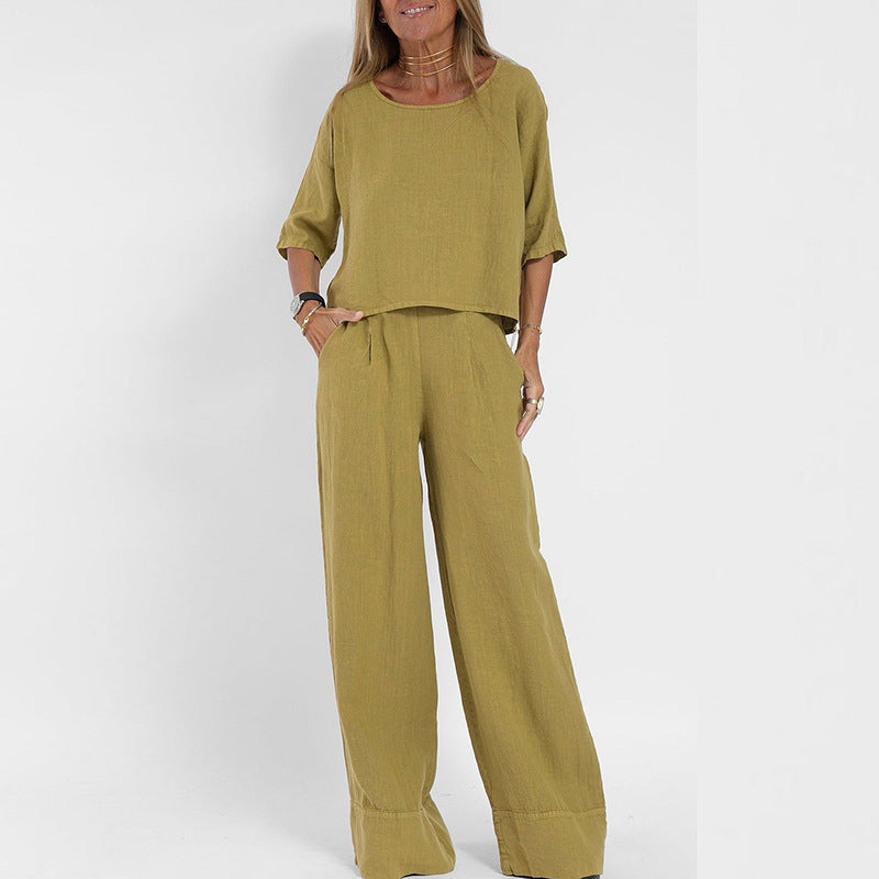 Women's Two Piece Set | Boxy Top & Wide Leg