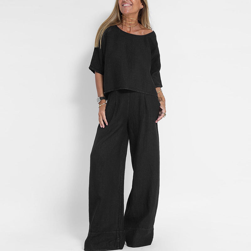 Women's Two Piece Set | Boxy Top & Wide Leg