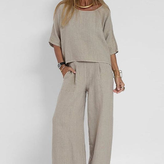 Women's Two Piece Set | Boxy Top & Wide Leg