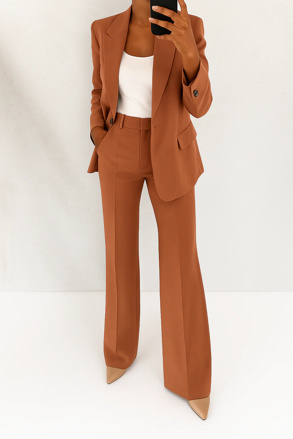Women's Two Piece Set | Peak Lapel & Wide Leg Trousers