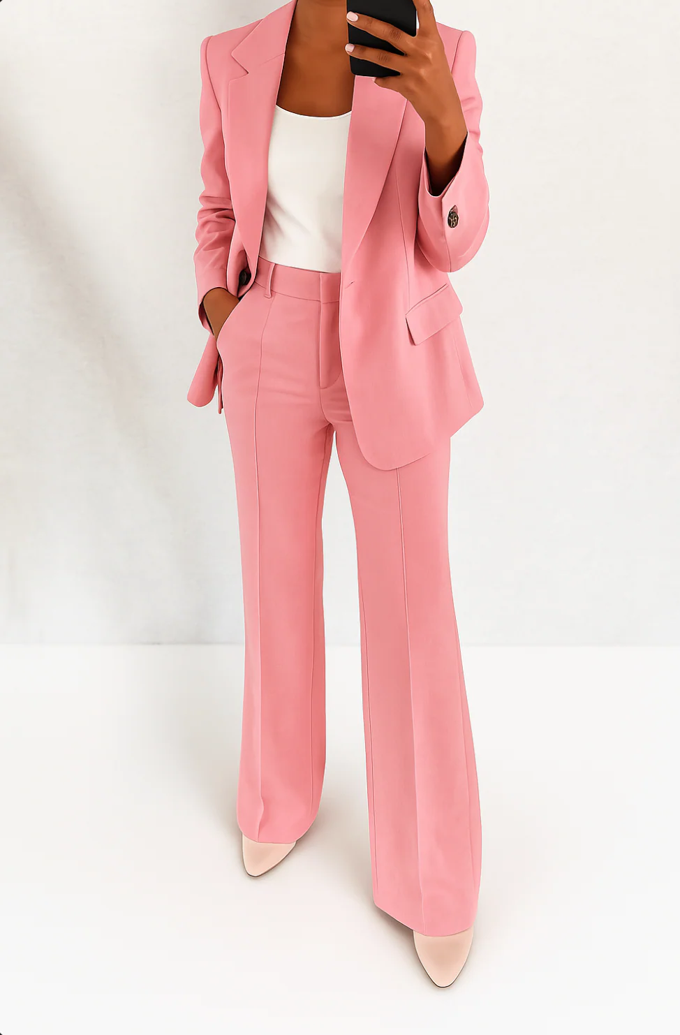 Women's Two Piece Set | Peak Lapel & Wide Leg Trousers
