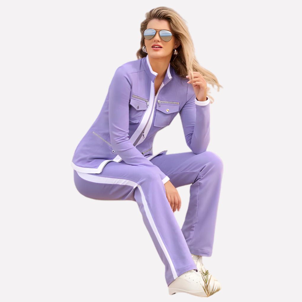 Women's Two Piece Set | Zip-Up & Contrast Trim