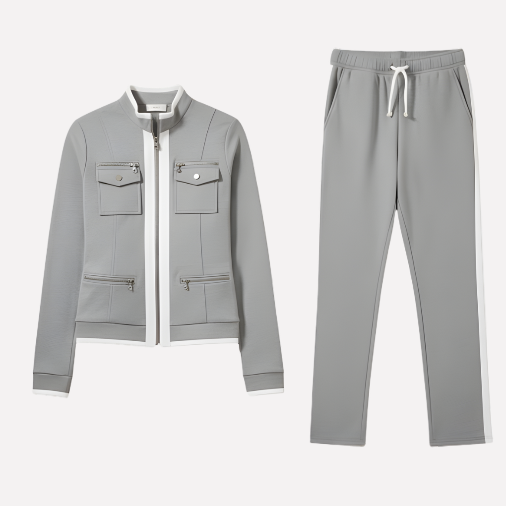 Women's Two Piece Set | Zip-Up & Contrast Trim