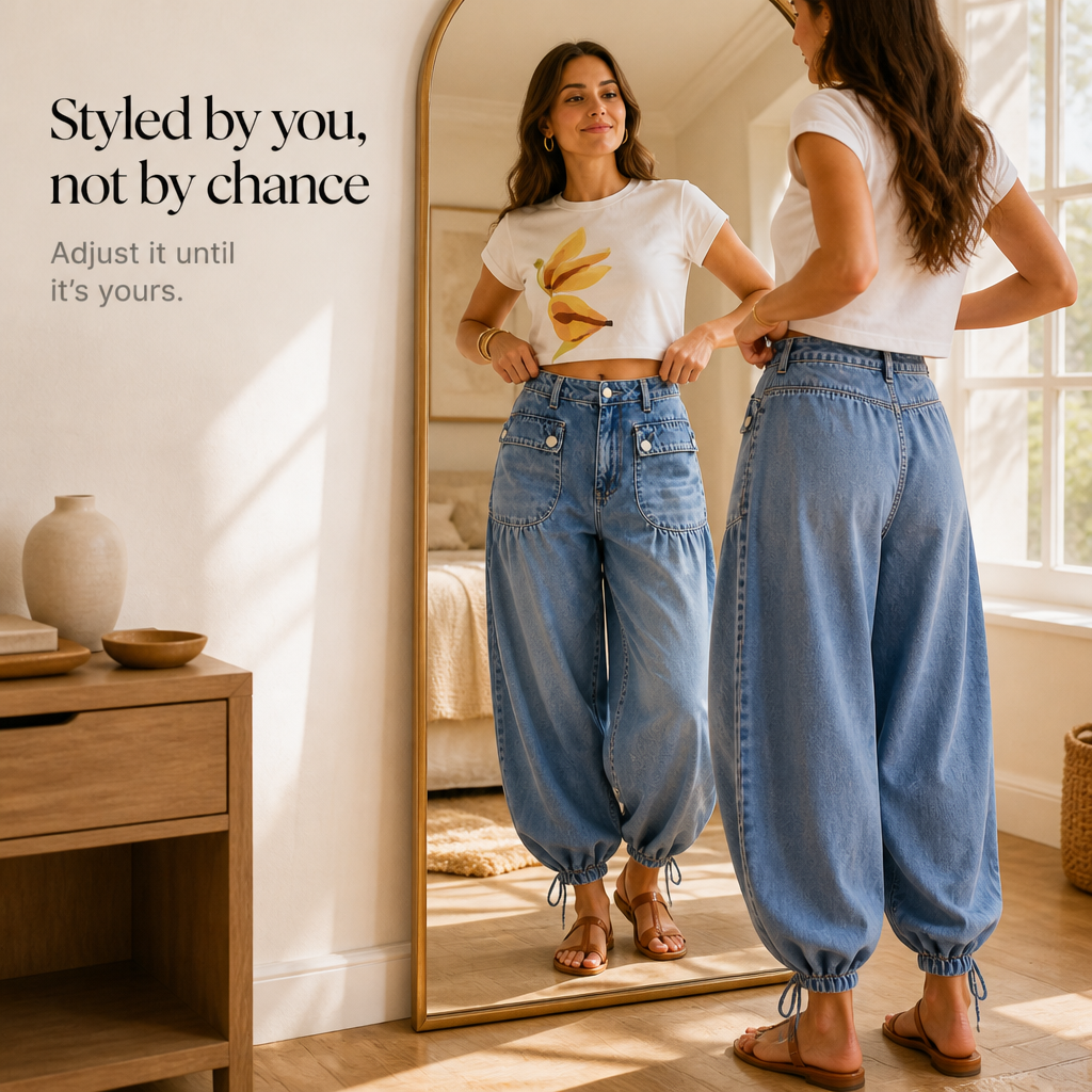 Women's Wide-Leg Jeans | Drawstring Balloon Shape