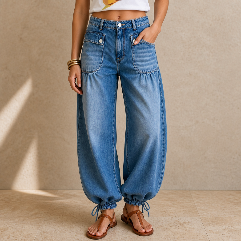 Women's Wide-Leg Jeans | Drawstring Balloon Shape