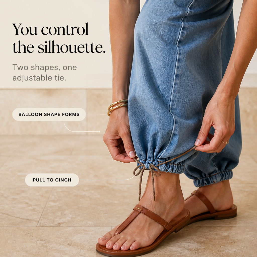Women's Wide-Leg Jeans | Drawstring Balloon Shape