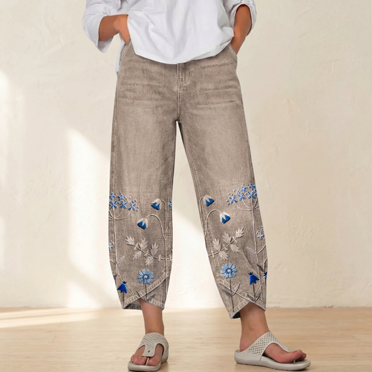 Women's Wide-Leg Jeans | Embroidered Tulip Hem