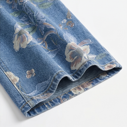 Women's Wide-Leg Jeans | Floral Print & High-Rise Fit