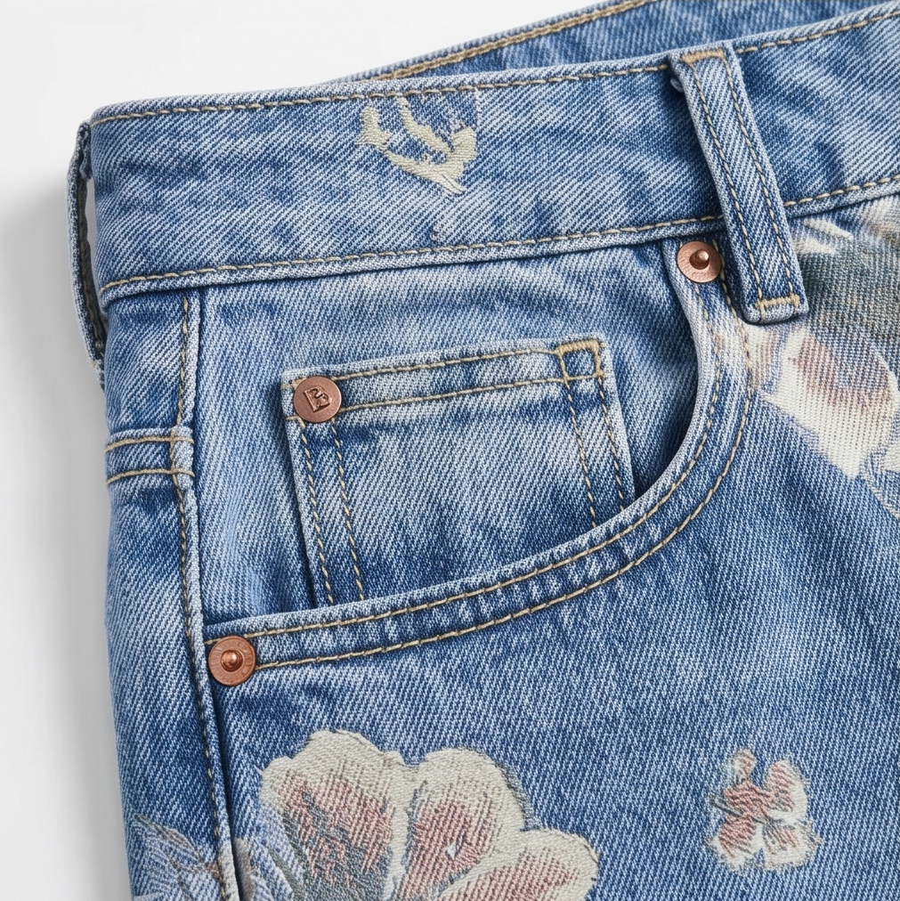 Women's Wide-Leg Jeans | Floral Print & High-Rise Fit