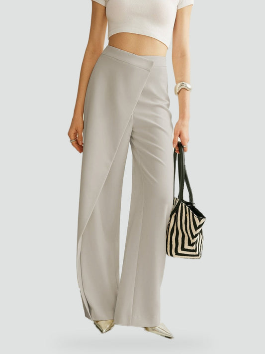 Women's Wide Leg Trousers | High Waist & Asymmetric Panel