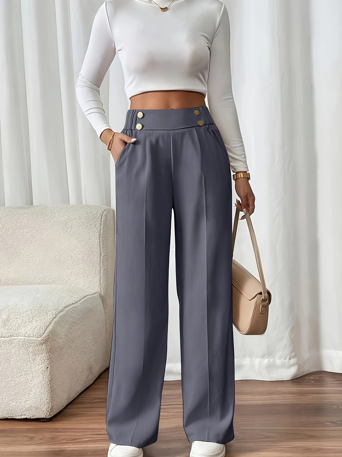 Women's Wide-Leg Trousers | High-Waisted & All-Day Comfort