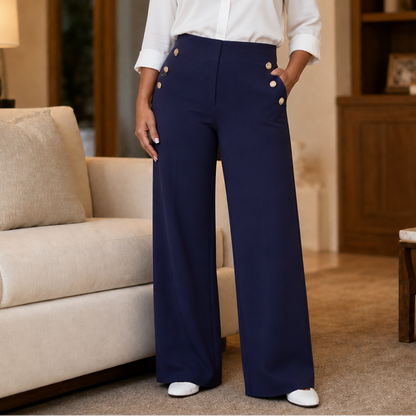 Women's Wide-Leg Trousers Pull-On High-Waisted Comfort