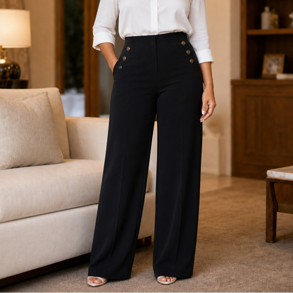 Women's Wide-Leg Trousers Pull-On High-Waisted Comfort