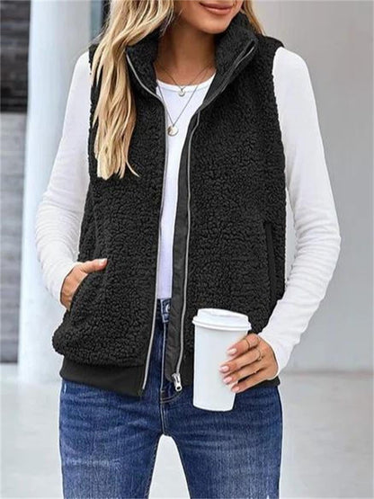 Women's Zip Up Casual Vest | Stand Collar & Layering Essential
