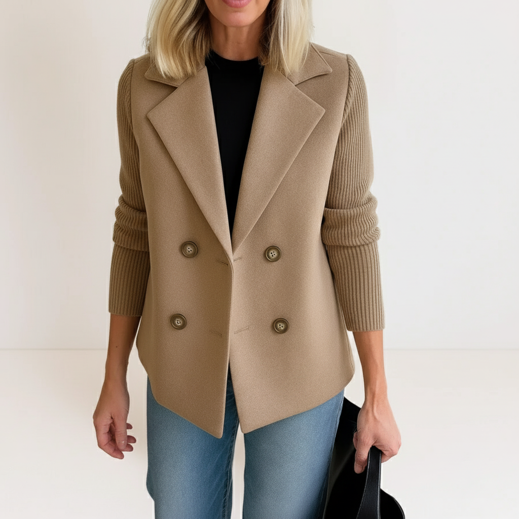 Women's Double-Breasted Blazer Tailored Fit Casual Jacket 1