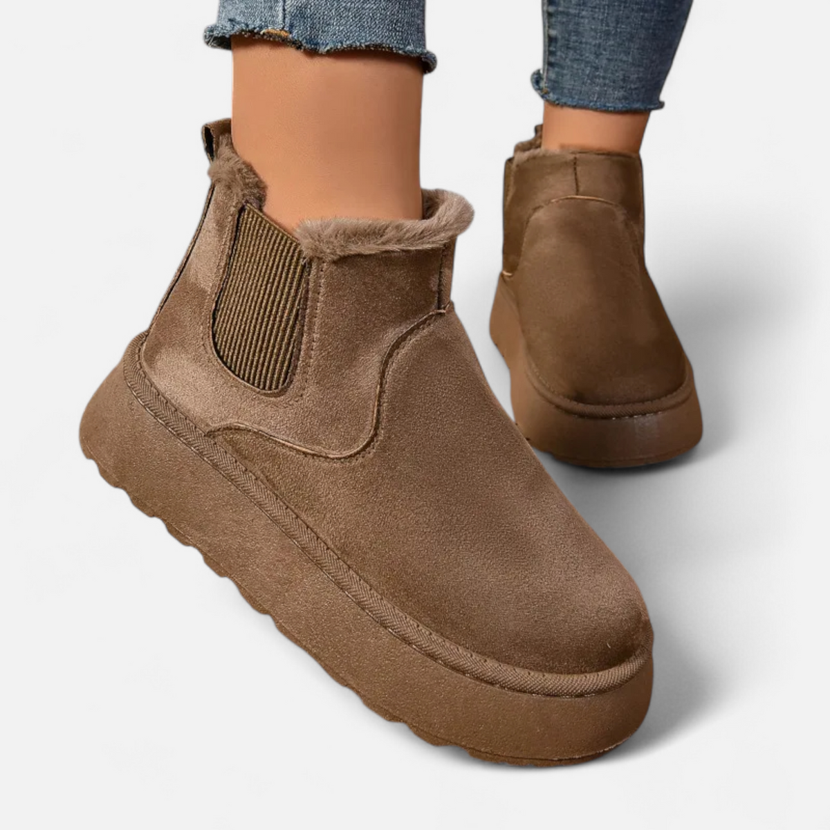 Women's Platform Ankle Boots Plush Lined Winter Footwear 9