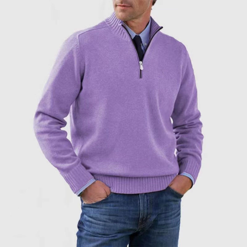 Men's Zip Pullover Regular Fit Easy Care Sweater Jumper 12