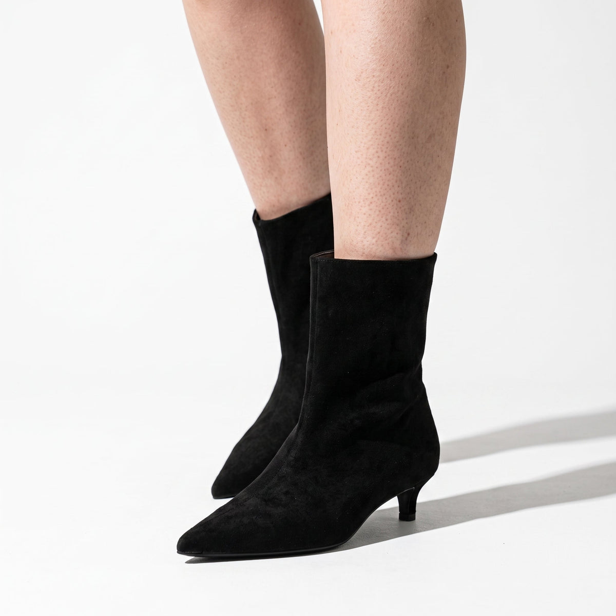 Alice - Women's Pointed Toe Kitten Heel Ankle Boots  - Boots - Black - Davies & Cooper