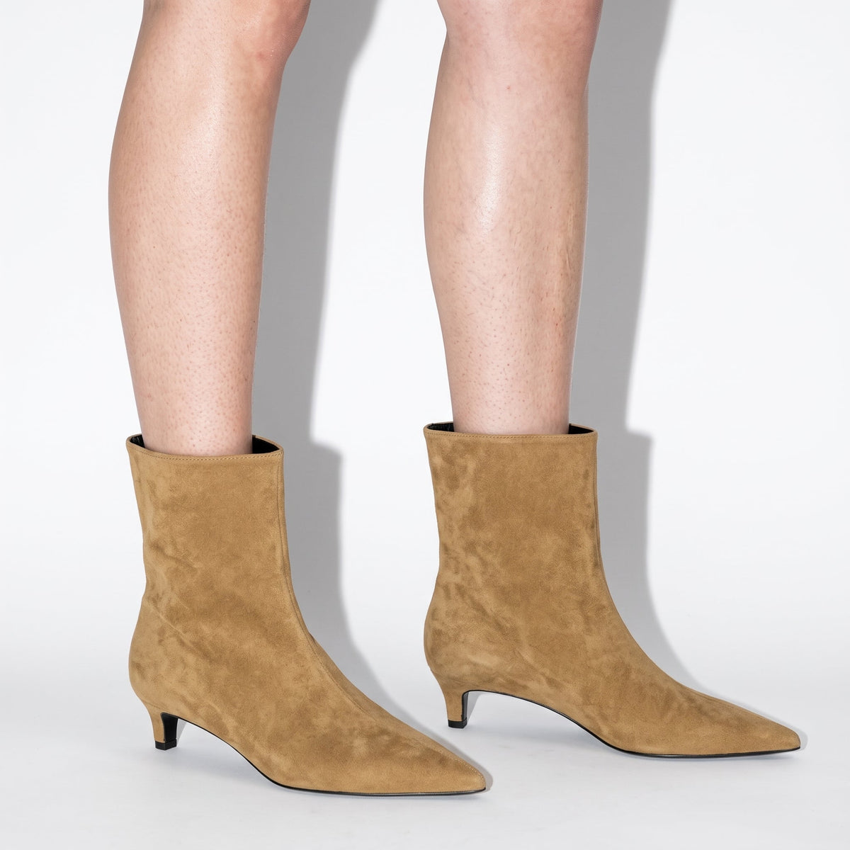 Alice - Women's Pointed Toe Kitten Heel Ankle Boots  - Boots - Khaki - Davies & Cooper