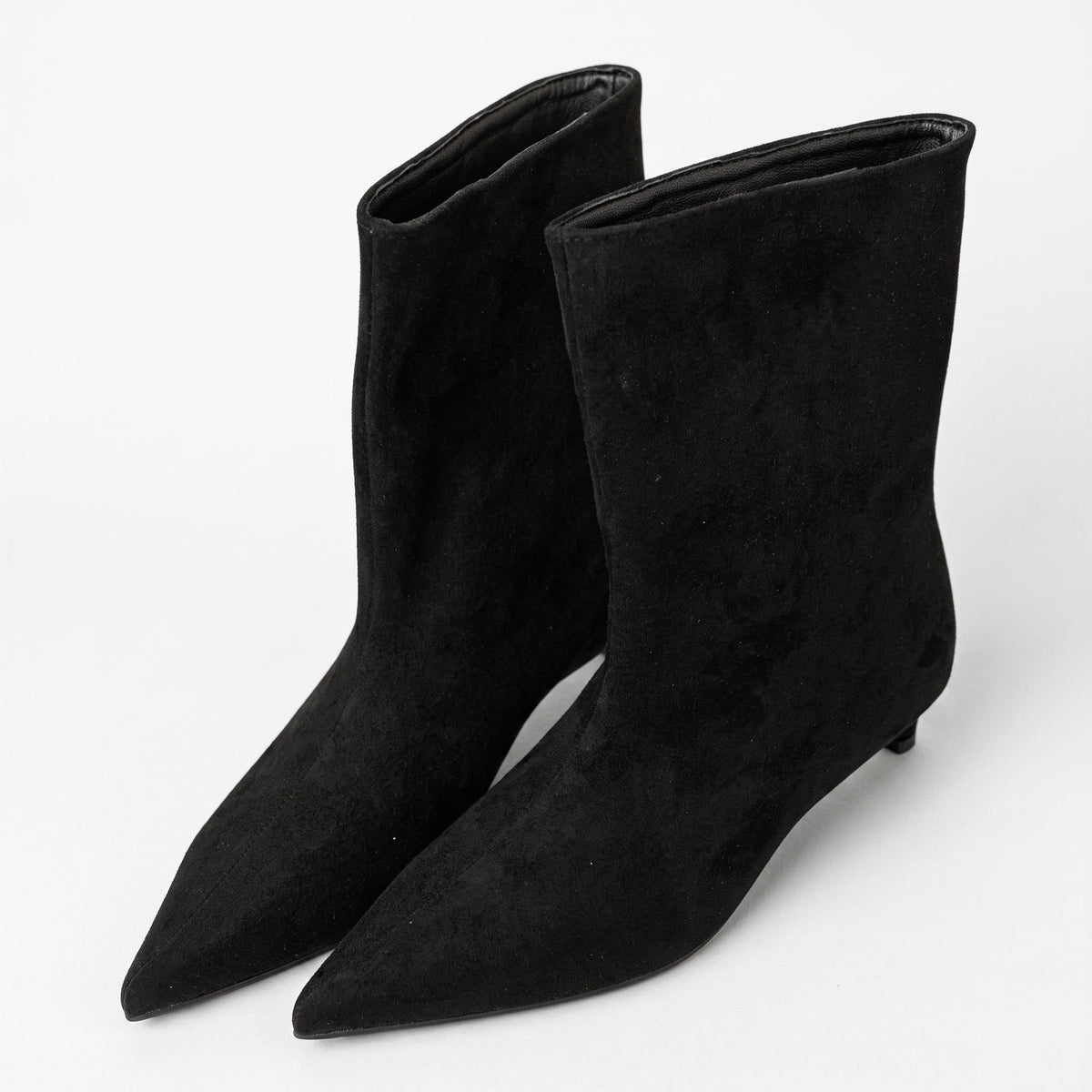 Alice - Women's Pointed Toe Kitten Heel Ankle Boots  - Boots - Black - Davies & Cooper