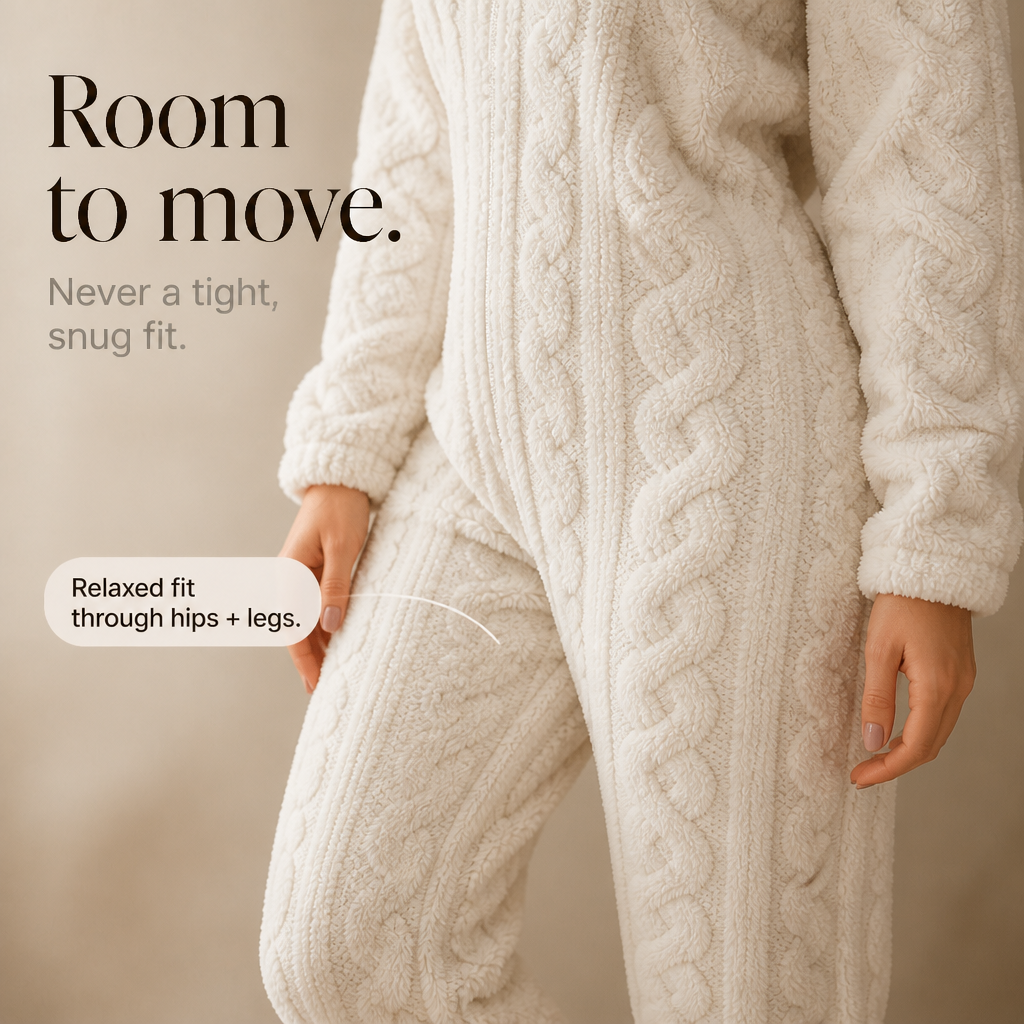 Women's Hooded Bear Onesie | Full-Length Cable-Knit Warmth 10