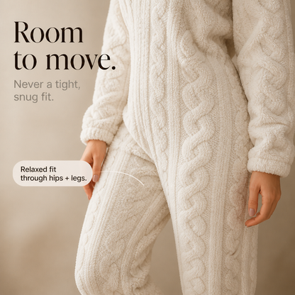 Women's Hooded Bear Onesie | Full-Length Cable-Knit Warmth 10