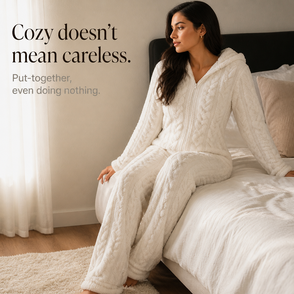 Women's Hooded Bear Onesie | Full-Length Cable-Knit Warmth 11