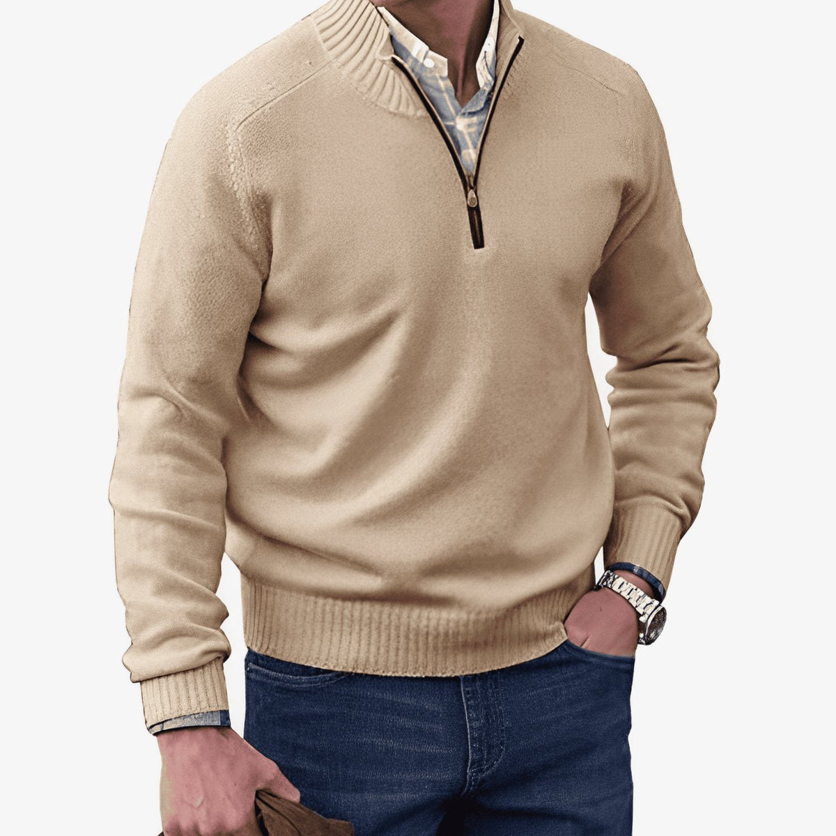 Edmund | Men's Knit Half-Zip Pullover Sweater Quarter-Zip Sweater