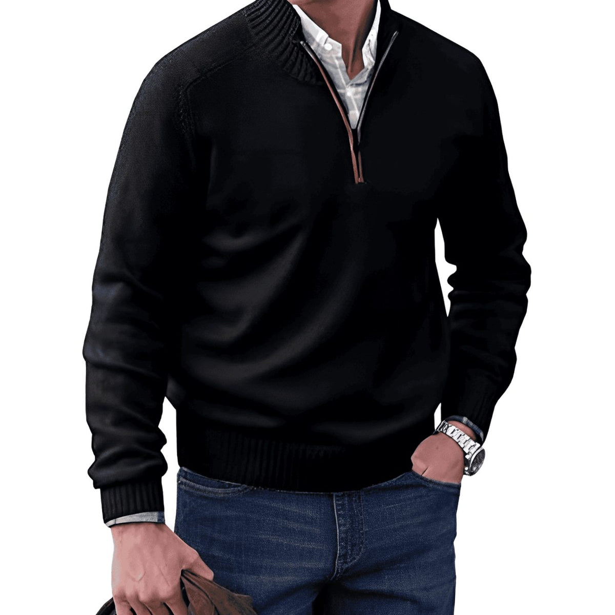 Edmund | Men's Knit Half-Zip Pullover Sweater Quarter-Zip Sweater