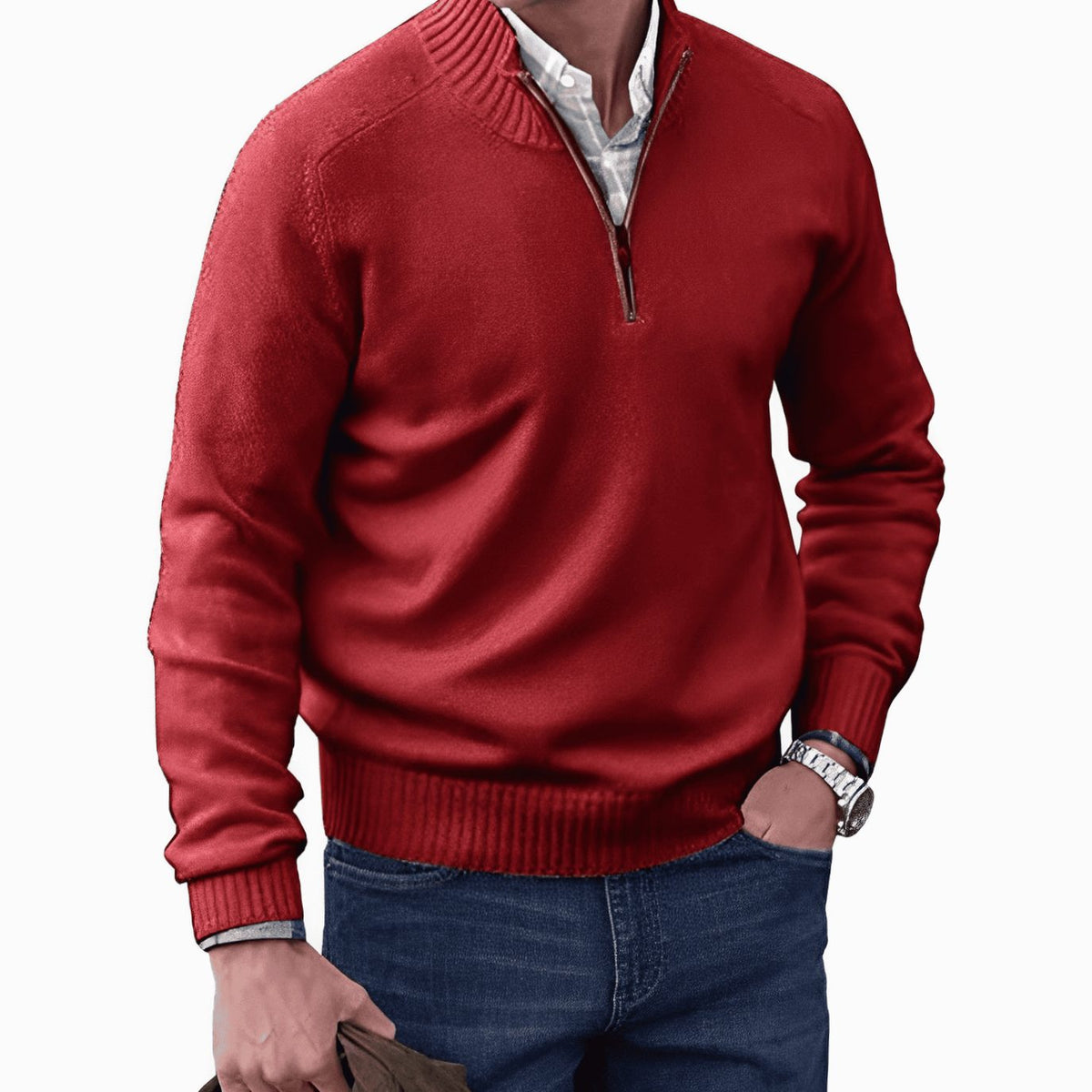 Edmund | Men's Knit Half-Zip Pullover Sweater Quarter-Zip Sweater