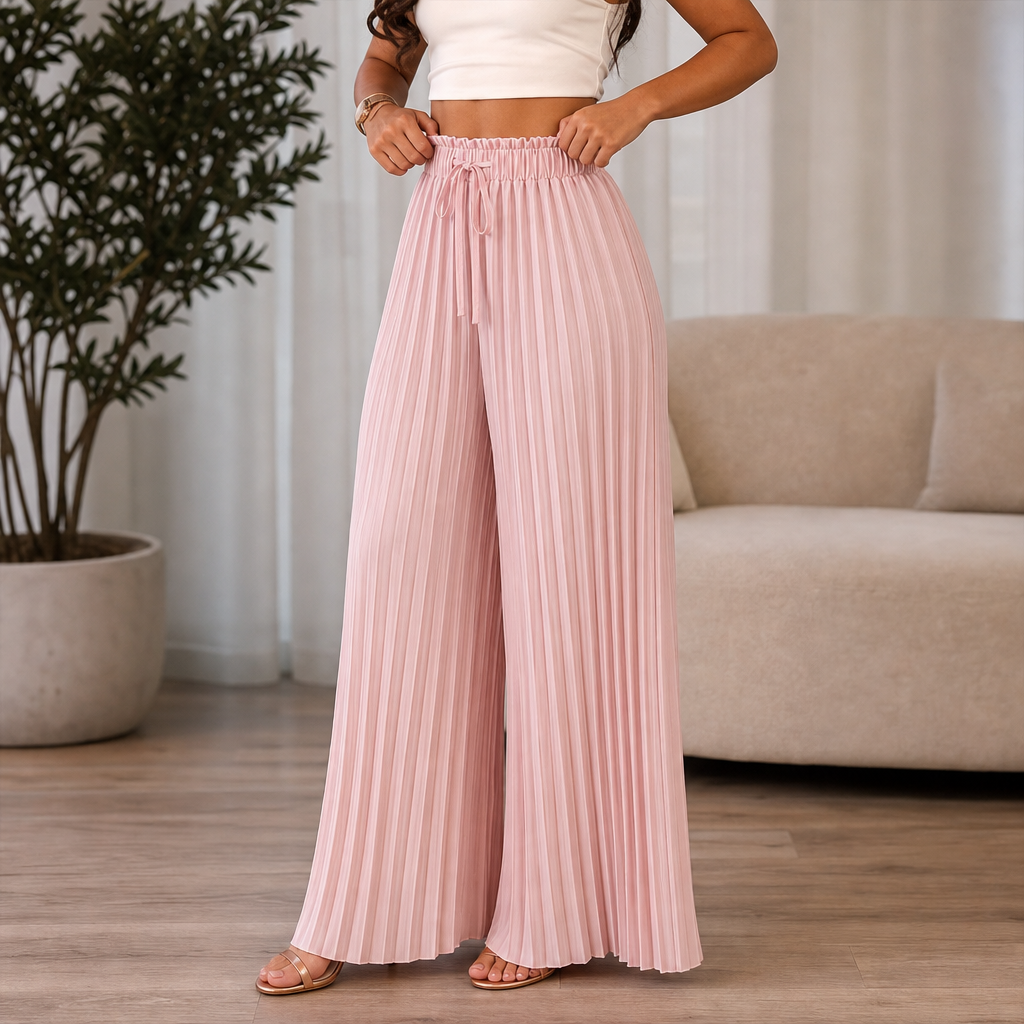 Women's Wide-Leg Trousers | Pleated Front & Drawstring Waist 1