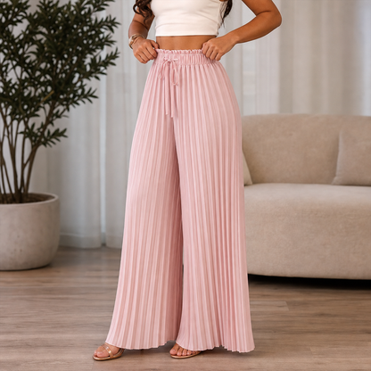 Women's Wide-Leg Trousers | Pleated Front & Drawstring Waist 1